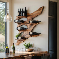 Solid Wood Wine Rack Rustic Furniture Home Bar Wall, view 10