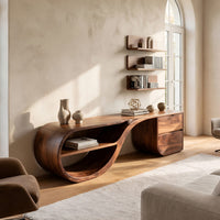 Hand-Sculpted Loop Base TV Console with Drawer Bank, view 10