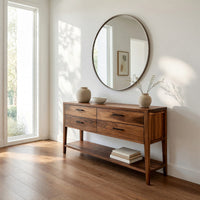 Hand-Fitted Console Table with Four Drawers in Walnut, view 10