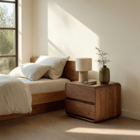 Solid Wood Nightstand With Rounded Edges Bedroom, II, view 10