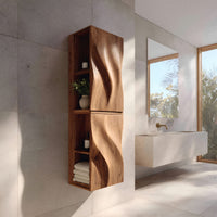 Solid Wood Corner Wall Bathroom Shelf Luxury Cabinet Wave Carved Doors, view 10
