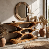 Rippled Console Table in Solid Figured Hardwood, view 10