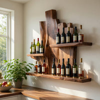 Solid Wood Wine Rack Rustic Wall Winestand Dining Lounge Bottle Showcase, view 10