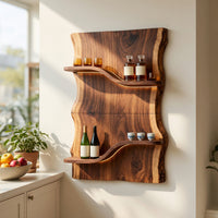 Solid Wood Wine Rack Scandinavian Multi Tier Shelf Living Room, view 10