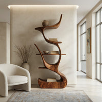 Sculpted S-Curve Bookshelf in Solid Walnut, view 10
