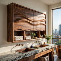 Solid Wood Bathroom Cabinet Wave Panel Primary, view 10