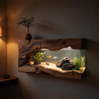 Solid Wood Aquarium Stand Wall Mounted Frame Living Room Office, view 10