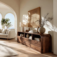 Solid Wood Sideboard Natural With Open Shelf Home, view 10