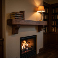 Solid Wood Floating Fireplace Mantel Rustic Shelf Cozy Cabin Living Room, view 10