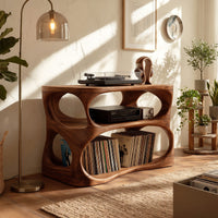 Solid Wood Record Player Stand Vinyl Display Entertainment Interior Space, view 10