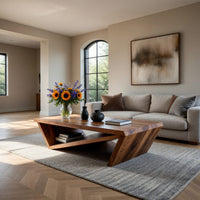 Hand-Cut Faceted Coffee Table with Folded Wood Base, view 10