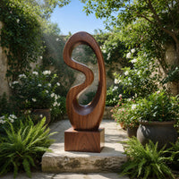 Solid Wood Sculpture Wall Art Rustic Solid Abstract Statue, view 10