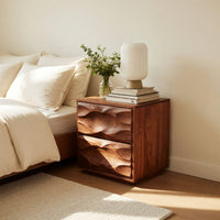 Solid Wood Nightstand With Sculpted Drawer Fronts Bedroom, view 10