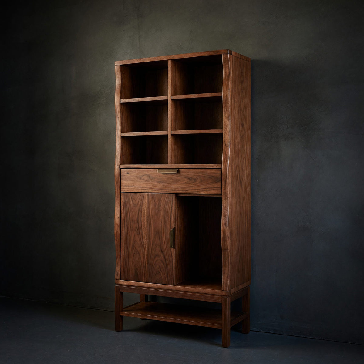 Solid Wood Bathroom Cabinet Mid Century Open Shelf Storage Urban Loft