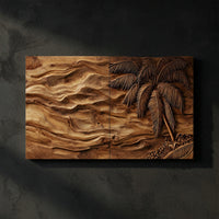 Palm and Dune Diptych, Two-Panel Carved Wood Wall Art — view 1