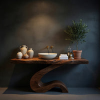 Solid Wood Bathroom Vanity Luxury With Organic S Curve Support