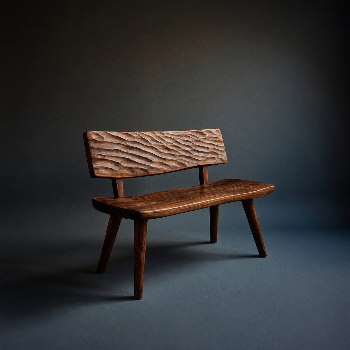 Solid Wood Outdoor Garden Bench With Carved Backrest Patio