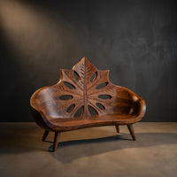 Contemporary Sunburst Leaf Back Bench For Lounge Interior Space