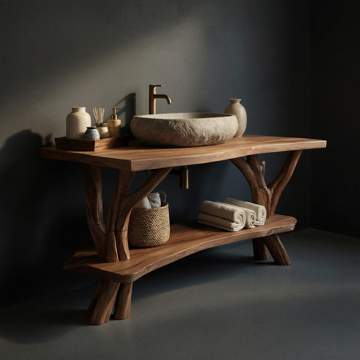 Solid Wood Live Edge Vanity Luxury Bathroom Space