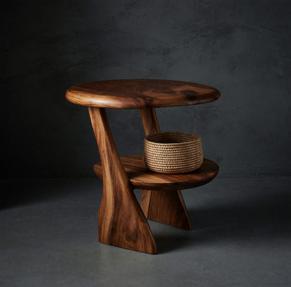 Solid Wood Nightstand With 2 Tiers Bedroom