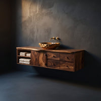 Solid Wood Bathroom Vanity Mid Century Floating Luxury