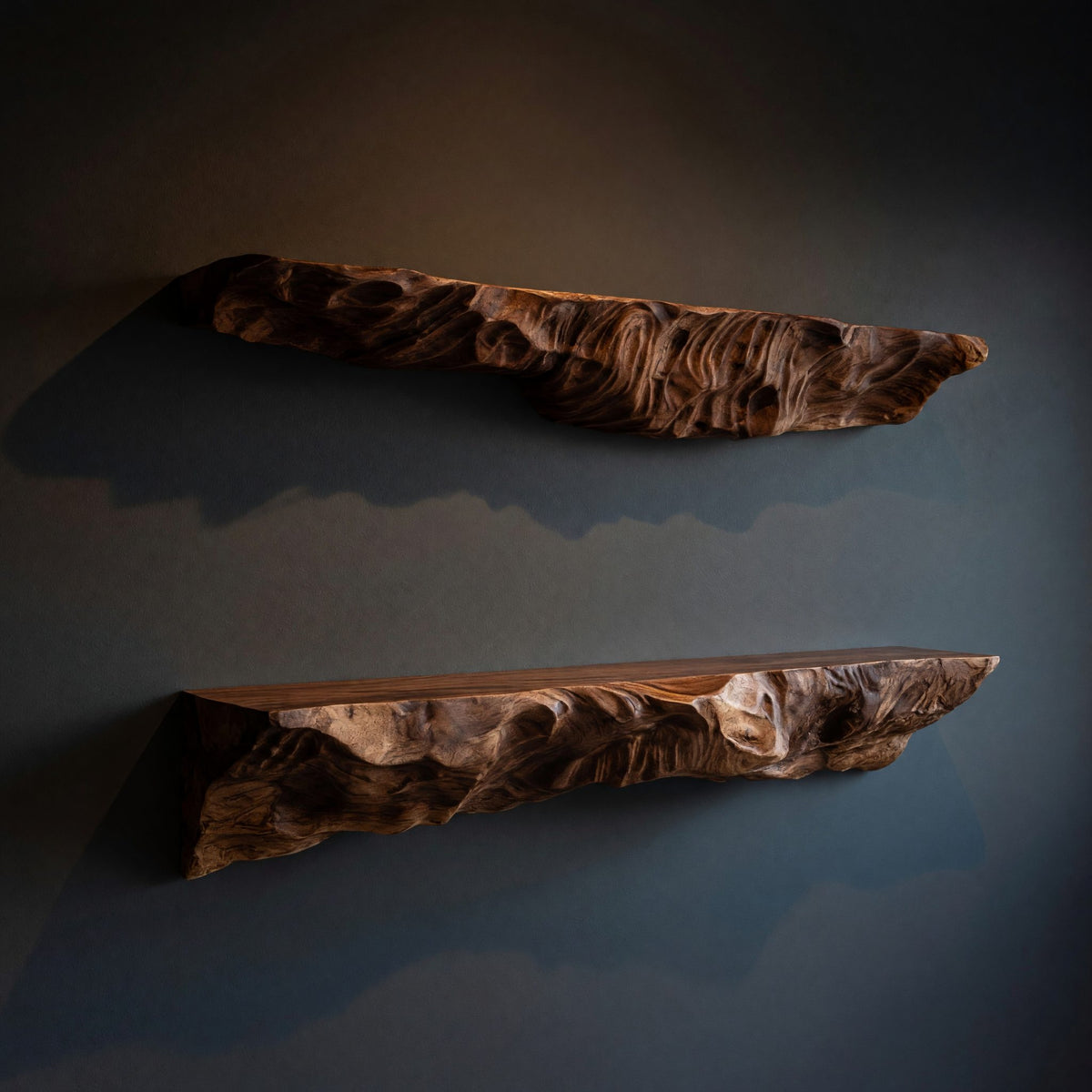 Solid Wood Natural Wood Floating Shelves Artistic Sculptural Shelf Living Room