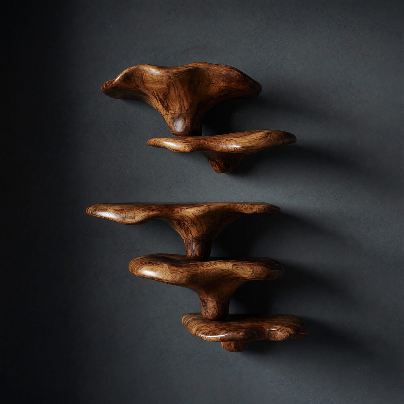 Solid Wood Mushroom Shelf Mid Century Living Room