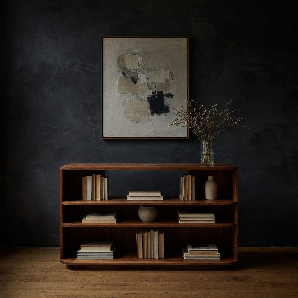 Rounded Corner Console Table in Solid Walnut