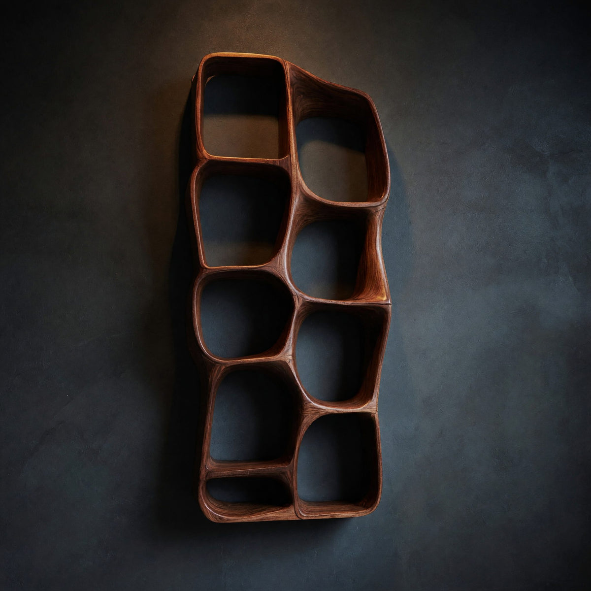 Solid Wood Wall Mounted Shelf Sculptural Living Room