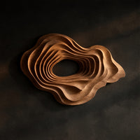 Concentric Contours in Oak, a Carved Wall Relief — view 1