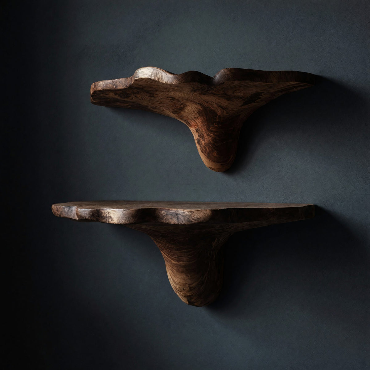Solid Wood Mushroom Shelf Handcrafted Live Edge Entryway