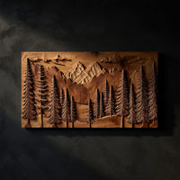Layered Pine Forest Wall Art, Carved to Order in Solid Wood — view 1