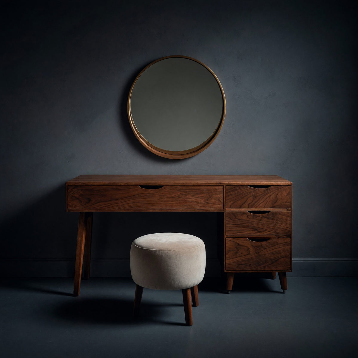Solid Wood Dressing Table Handmade Vanity Desk With Storage Drawers