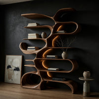 Bookcase for a Reading Corner in a Dark-Walled Room