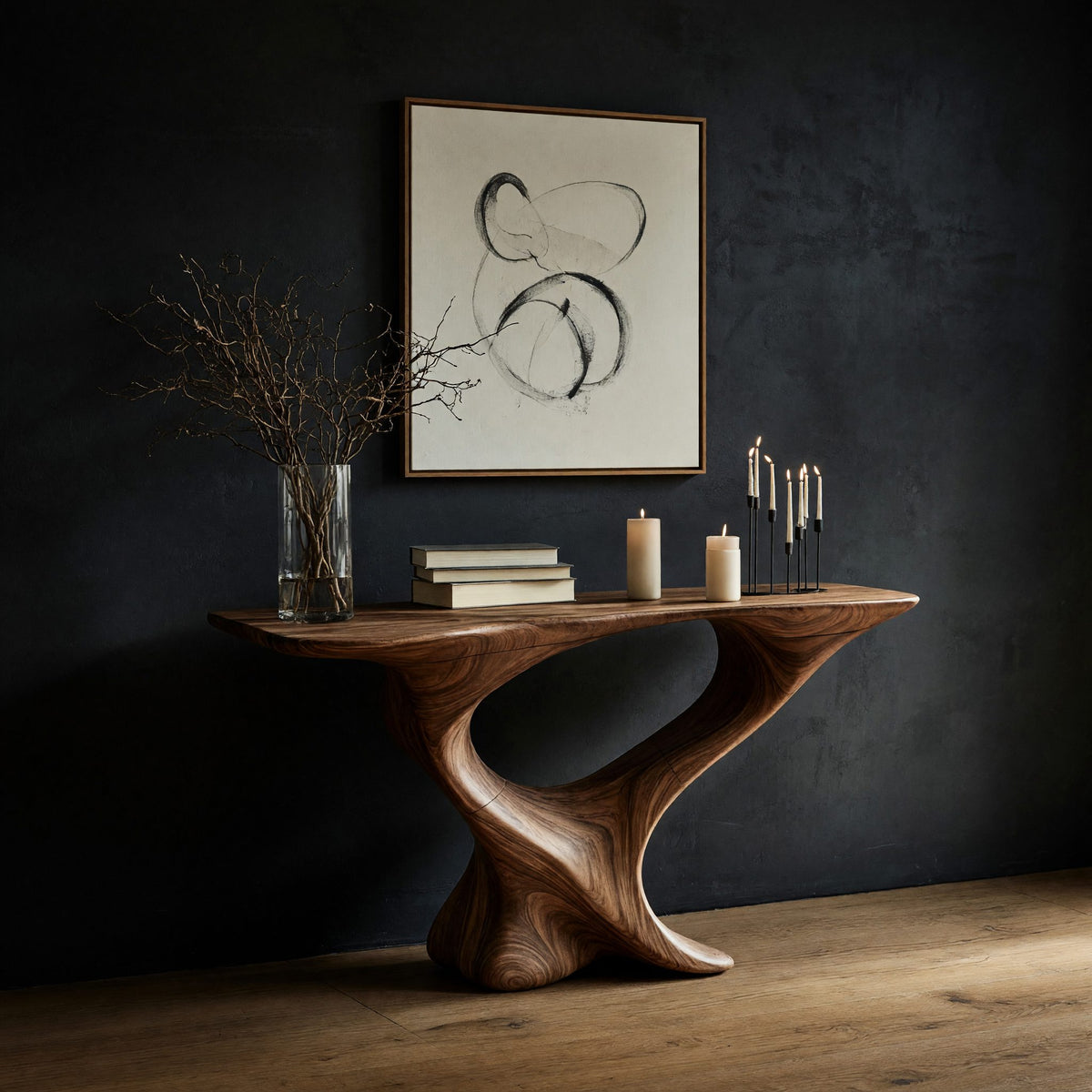 Twistform Console Table, Shaped from One Solid Block