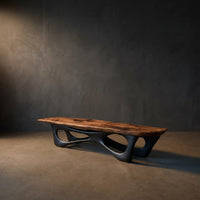 Curved Wooden Statement Bench For Modern Apartment