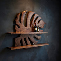 Solid Wood Wine Rack Handcrafted Wall Entryway Beverage Showcase Unit