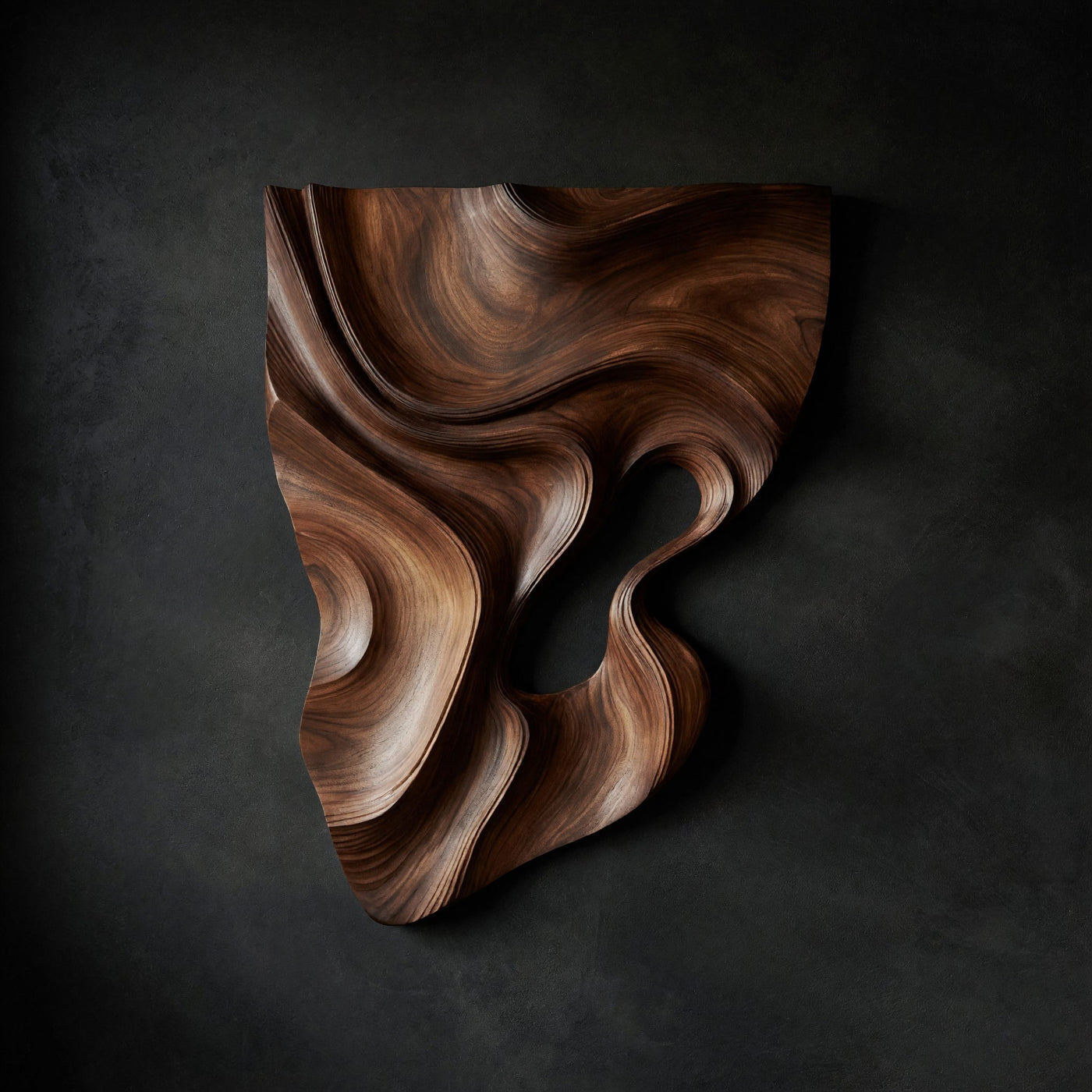 Driftshield Carved Wall Art in Figured Walnut