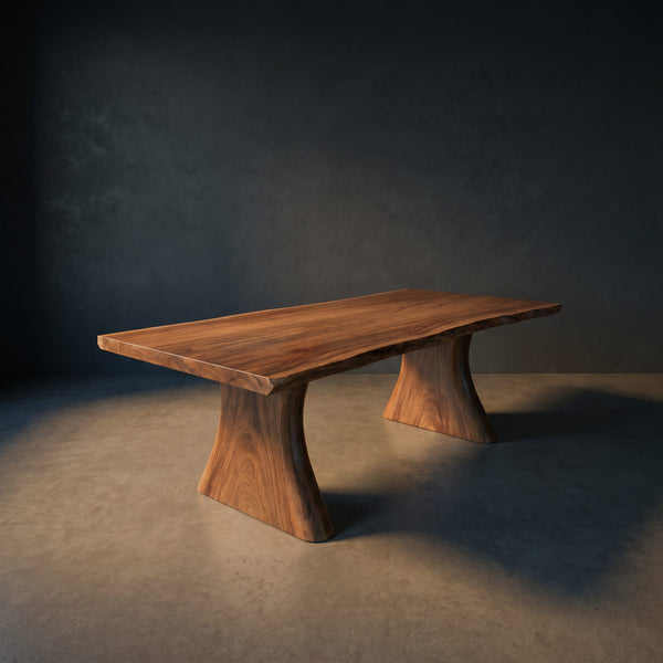 Mid Century Thick Top Dining Table For Contemporary Dining