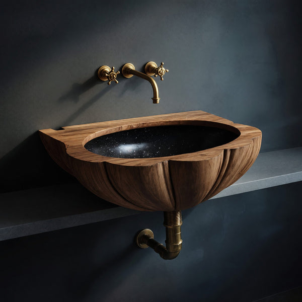 Solid Wood Sink Vanity Mid Century Wall Mounted Bathroom Stylish Bathroom