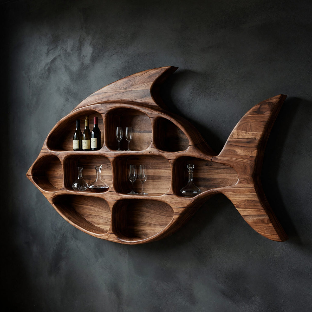 Solid Wood Wine Rack Rustic Wall Home Lounge Organizer