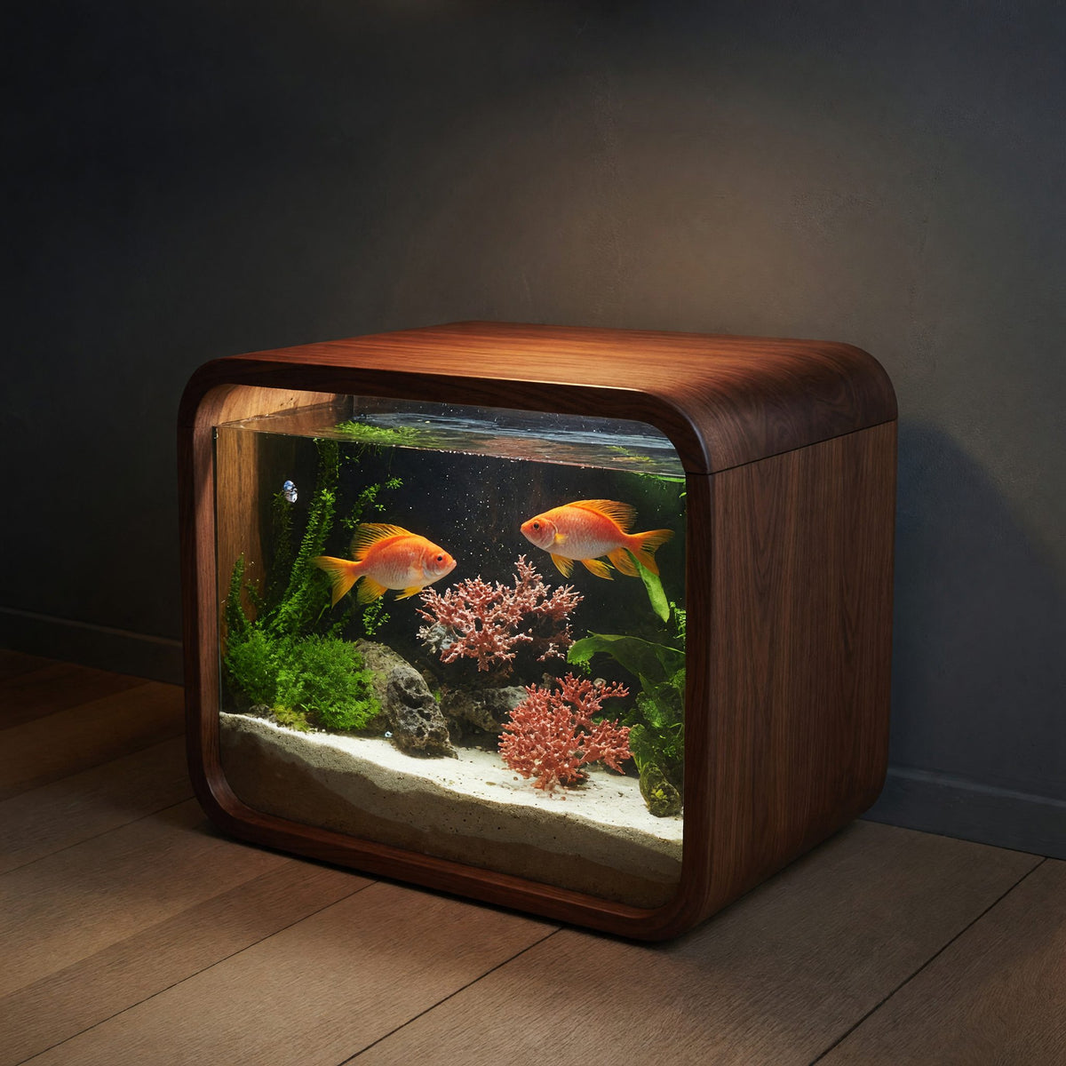 Solid Wood Aquarium Stand Nightstand With Storage Bedroom Living Room Display