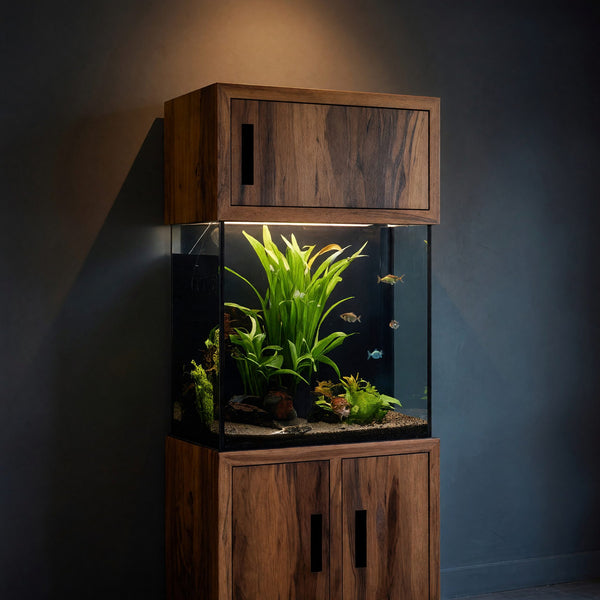Solid Wood Aquarium Stand Rustic Cabinet Living Room Corner