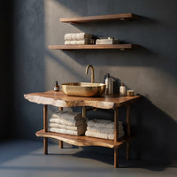 Solid Wood Bathroom Vanity Rustic Functional