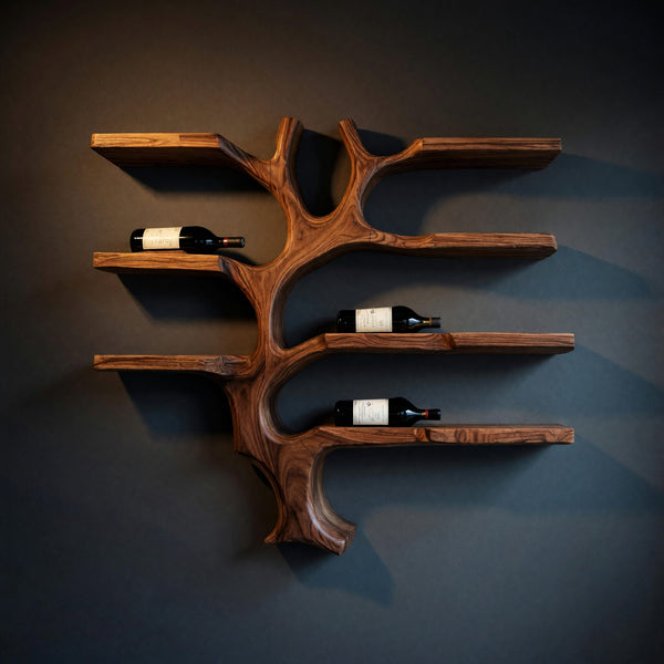 Solid Wood Wine Rack Wall Mounted Branch Holder Kitchen