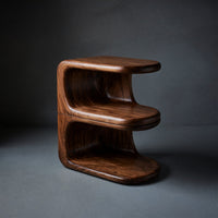 Solid Wood Nightstand With Unique E Shape Bedroom
