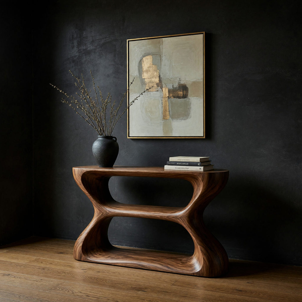 Waisted Hourglass Console Table in Solid Walnut