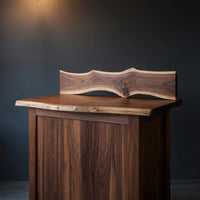 Solid Wood Bar Table Live Edge Indoor With Wave Shelf Home