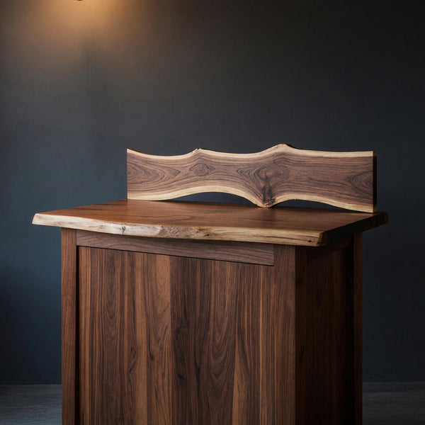 Solid Wood Bar Table Live Edge Indoor With Wave Shelf Home