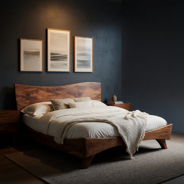 Solid Wood Bed Frame Set Headboard Bedroom